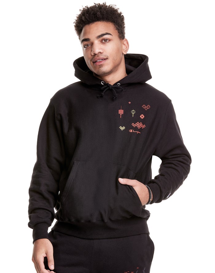 Champion Hoodie Heren - Zwart - Reverse Weave Lunar New Year ( 576039-NYK )